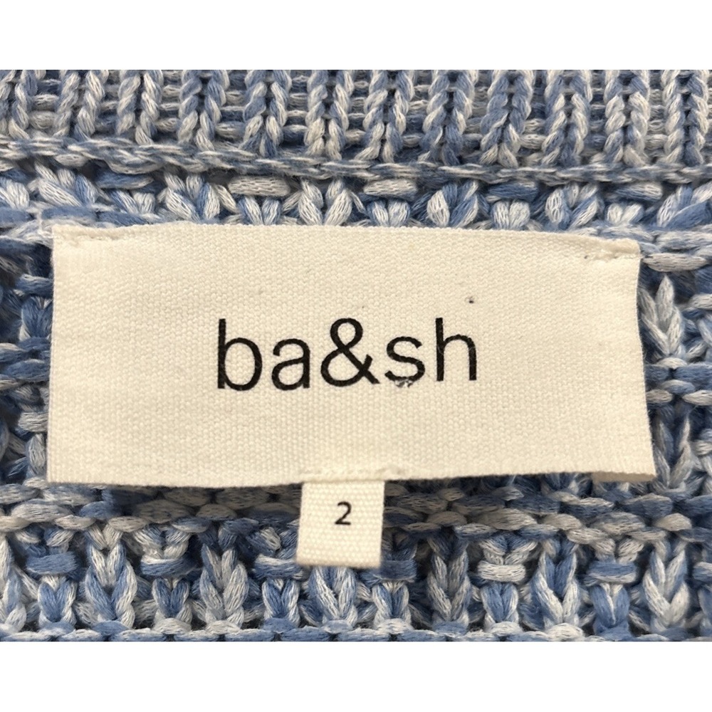 Ba&sh Guspa Cardigan Blue Tweed Knit Jacket Womens Size 2 US 6 Gold Crest Button - Picture 3 of 8
